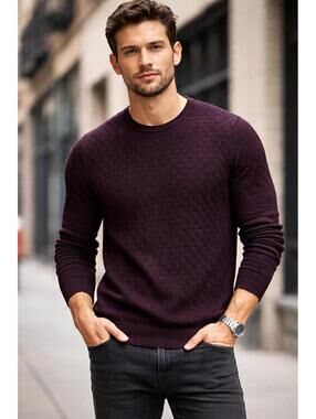 Karl Lagerfeld Paris Textured Sweater Purple M